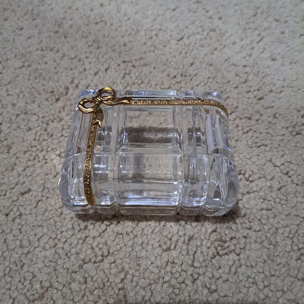 Trinket Box with Gold Bow Accent